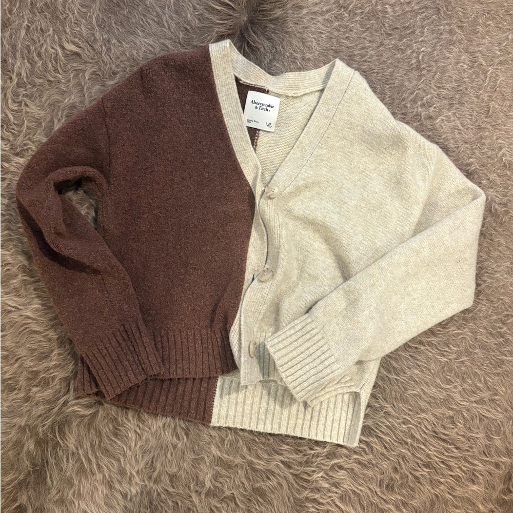 Two-Tone Brown and Cream Cardigan